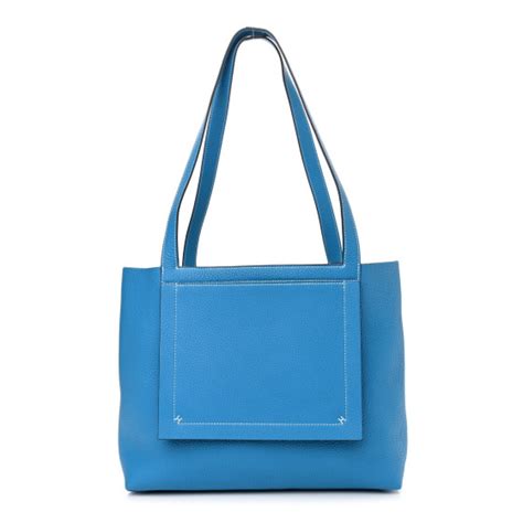 HERMES Taurillon Clemence Cabasellier 31 Bleu Frida.